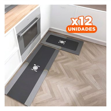 PACK12 TAPETE PRACTICO ANTIDESLIZANTE DE PISO PARA COCINA PLOMO - 1