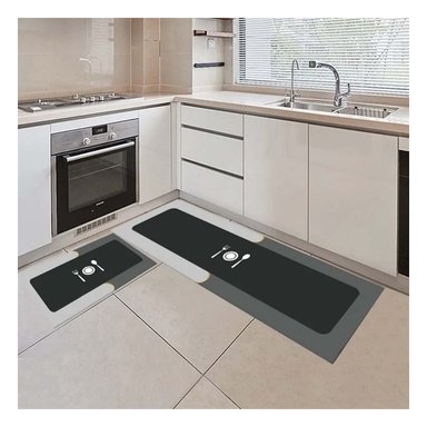 PACK12 TAPETE PRACTICO ANTIDESLIZANTE DE PISO PARA COCINA PLOMO - 3