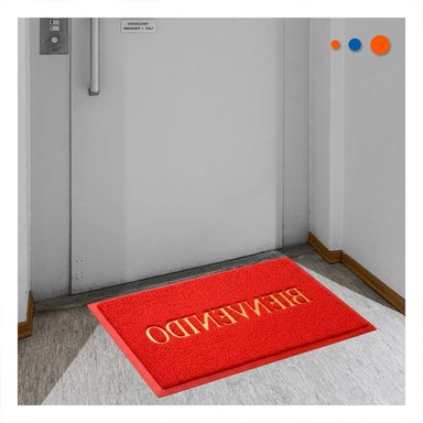 ALFOMBRA RECTANGULAR BIENVENIDO ROJO PARA ENTRADA Y DECORACION DEL HOGAR - 2