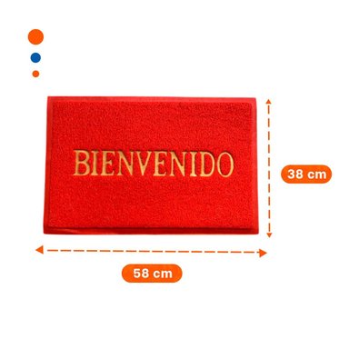 ALFOMBRA RECTANGULAR BIENVENIDO ROJO PARA ENTRADA Y DECORACION DEL HOGAR - 4