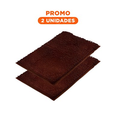 PACK2 TAPETE RECTANGULAR DE PISO SUAVE MICROFIBRA 40X60CM MARRON PARA CASA - 1