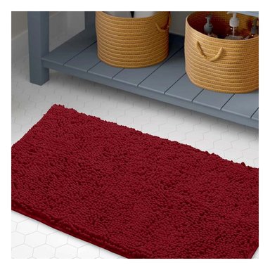 PACK4 TAPETE RECTANGULAR DECORATIVO DE MICROFIBRA 40X60CM GUINDA PARA CASA - 5