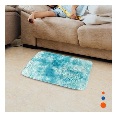 PACK4 ALFOMBRA DE PELUCHE RECTANGULAR DIMENSIONES 40X60CM EN CELESTE Y BLANCO - 2