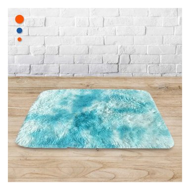 PACK4 ALFOMBRA DE PELUCHE RECTANGULAR DIMENSIONES 40X60CM EN CELESTE Y BLANCO - 5