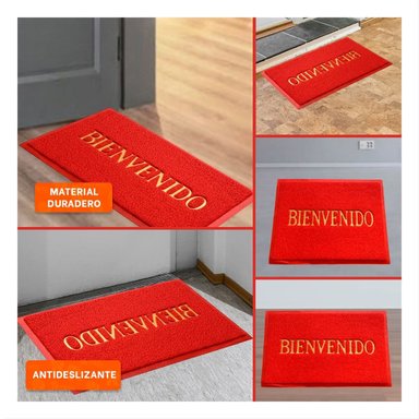 PACK4 TAPIZ RECTANGULAR BIENVENIDO ROJO PARA ENTRADA Y ACCESO PRINCIPAL Y+REGALO STICKER - 2