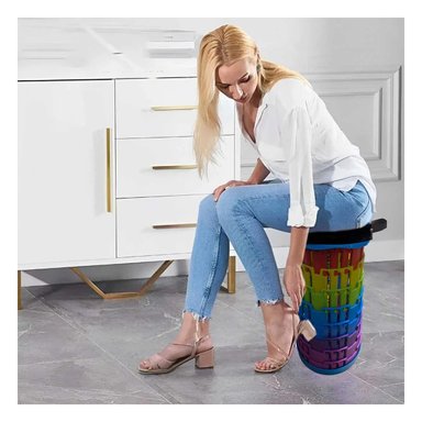 PACK12 PLATAFORMA DE ASIENTO PLEGABLE COMPACTA AZUL MULTICOLOR Y+REGALO STICKER - 5