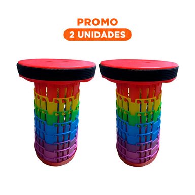 PACK2 TABURETE PLEGABLE QUE OFRECE APOYO FIRME CON 3 SEGUROS ROJO MULTICOLOR - 1