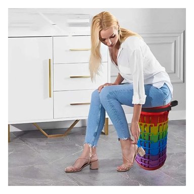 PACK2 TABURETE PLEGABLE QUE OFRECE APOYO FIRME CON 3 SEGUROS ROJO MULTICOLOR - 3