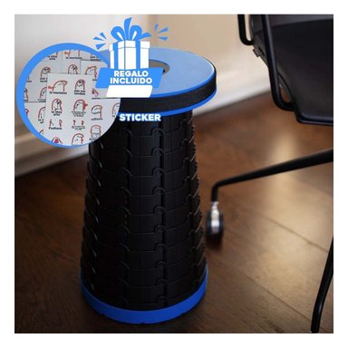 BUTACA RESISTENTE 3 SEGUROS PORTATIL TAPA AZUL CENTRO NEGRO PARA JARDIN Y+REGALO STICKER - 1