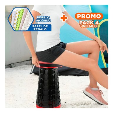 PACK4 ASIENTO RESISTENTE 3 SEGUROS PORTATILES TAPA ROJO CENTRO NEGRO PARA SALON Y+PAPEL REGALO - 1