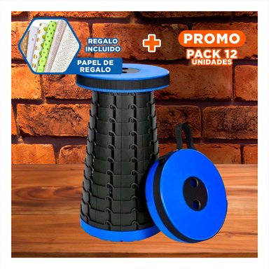 PACK12 BUTACA ERGONOMICA 3 SEGUROS PORTATIL TAPA AZUL CENTRO NEGRO PARA HOGAR Y+PAPEL REGALO - 1