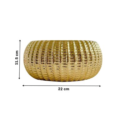 VASIJA DECORATIVA CERAMICA DORADO 17.5X22X11.5CM Y+LIGAS REGALO - 4
