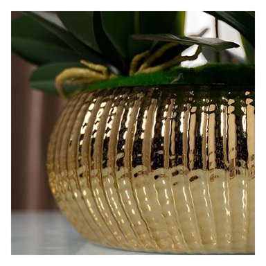 PACK4 ELEGANTE CUENCO CERAMICA DORADO ACANALADO PARA INTERIOR CASA Y+PAPEL REGALO - 2