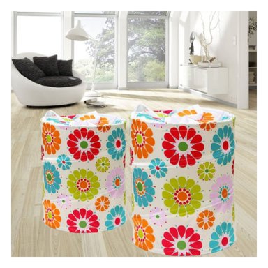 DEPOSITO QUE PROTEGE ROPA DE POLVO CON FLORES DE COLORES 50X42CM BLANCO Y+LIGAS REGALO - 1
