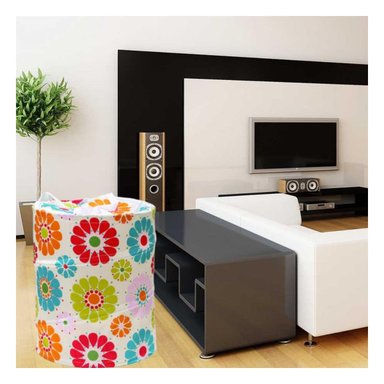 DEPOSITO QUE PROTEGE ROPA DE POLVO CON FLORES DE COLORES 50X42CM BLANCO Y+LIGAS REGALO - 2