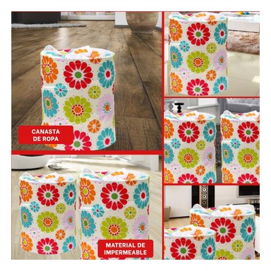 DEPOSITO QUE PROTEGE ROPA DE POLVO CON FLORES DE COLORES 50X42CM BLANCO Y+LIGAS REGALO - 5