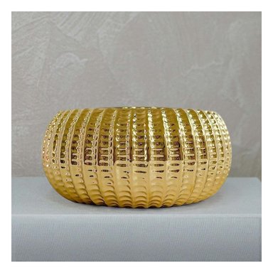PACK2 BOL OVALADO CERAMICA GALVANIZADA 15X20X10.5CM DORADO - 2