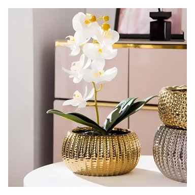 FLORAL CUENCO CERAMICA DORADO ACANALADO PARA INTERIOR Y SALA Y+POST IT - 3