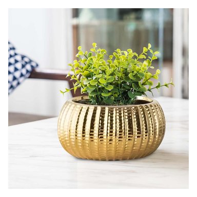 JARDINERA MINIMALISTA CERAMICA DORADO 17.5X22X11.5CM Y+REGALO STICKER - 5