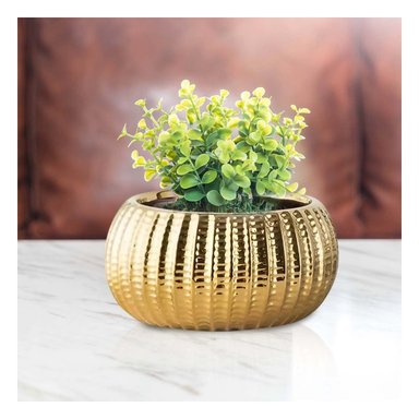 MACETA DE MESA CERAMICA DORADO 17.5X22X11.5CM Y+PAPEL REGALO - 5