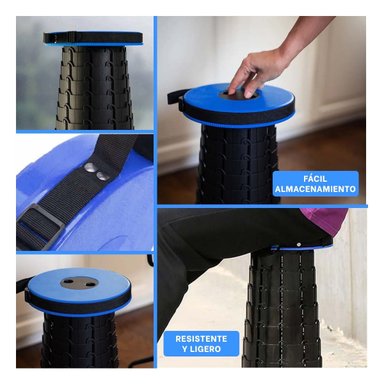 PACK4 SILLA ELEGANTE 3 SEGUROS PORTATIL TAPA AZUL CENTRO NEGRO PARA TERRAZA Y+REGALO STICKER - 2