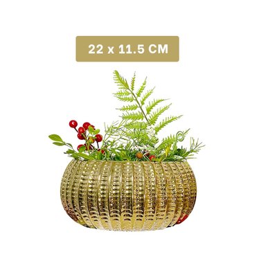 RECIPIENTE REDONDO CERAMICA DORADO 17.5X22X11.5CM Y+POST IT - 4
