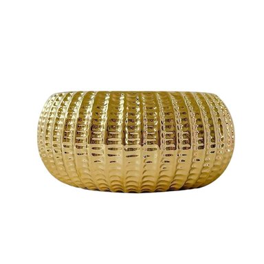 SALA CUENCO CERAMICA DORADO ACANALADO PARA INTERIOR Y TERRAZA Y+PAPEL REGALO - 1