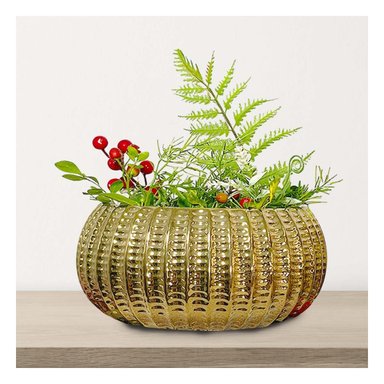 SALA CUENCO CERAMICA DORADO ACANALADO PARA INTERIOR Y TERRAZA Y+PAPEL REGALO - 3