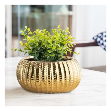 SALA CUENCO CERAMICA DORADO ACANALADO PARA INTERIOR Y TERRAZA Y+PAPEL REGALO - 5