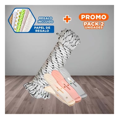 PACK2 BROCHES DE ROPA MULTICOLOR EN TRES TONOS CON CUERDA PARA CASA Y+PAPEL REGALO - 1