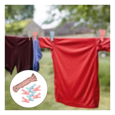 PACK2 GANCHOS CUADRADOS PARA ROPA MULTICOLOR CON CUERDA PARA SECADO DE PRENDAS EN CASA - 5