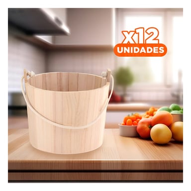 PACK12 CANASTA DE MADERA PARA DECORACION CON AGARRADERA DE CUERDA EN CASA - 1