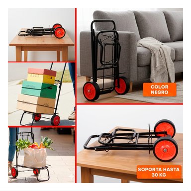 PACK6 EQUIPO MOVIL PLEGABLE NEGRO CON LIGA PARA CARGA LIGERA Y+PAPEL REGALO - 3