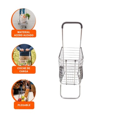 EQUIPO DE CARGA CERRADO PLEGABLE PLATEADO PARA TRANSPORTE PRACTICO EN CASA - 3