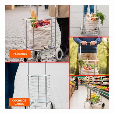 EQUIPO DE CARGA CERRADO PLEGABLE PLATEADO PARA TRANSPORTE PRACTICO EN CASA - 5