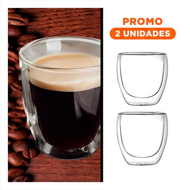PACK2 TAZA 100 ML EN BOROSILICATO DOBLE CAPA PARA ESPRESSO COLOR TRANSPARENTE - 1
