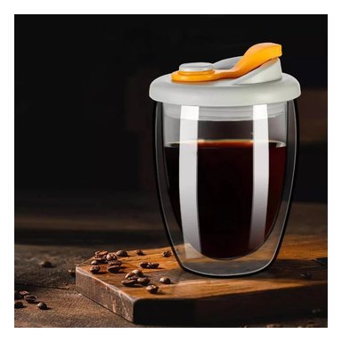 PACK6 TERMO PRACTICO DE VIDRIO DOBLE CON TAPA DE SILICONA 350 ML - 2