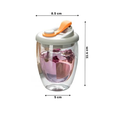 PACK6 TERMO PRACTICO DE VIDRIO DOBLE CON TAPA DE SILICONA 350 ML - 4