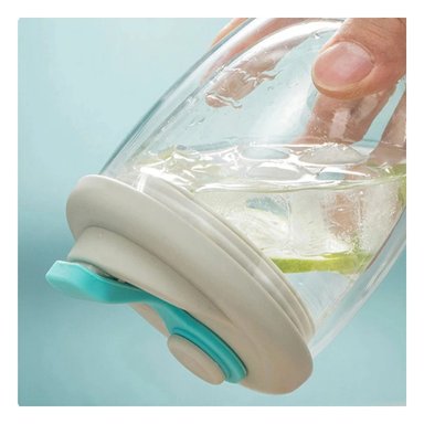 PACK6 TAZA ELEGANTE DE VIDRIO DOBLE 450 ML PLOMO Y CELESTE - 2