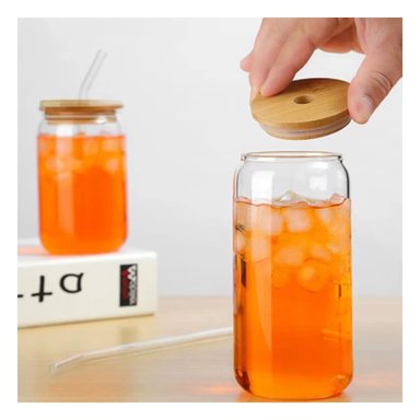 PACK12 FRASCO PRACTICO DE VIDRIO 500ML CON TAPA Y SORBETE Y+REGALO STICKER - 3