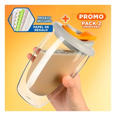 PACK2 MUG DOBLE PARED DE VIDRIO CON TAPA DE SILICONA 450 ML Y+PAPEL REGALO - 1