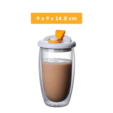 PACK2 MUG DOBLE PARED DE VIDRIO CON TAPA DE SILICONA 450 ML Y+PAPEL REGALO - 4