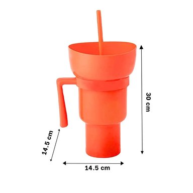 PACK4 CONTENEDOR 2 EN 1 EN ABS ANARANJADO PARA BEBIDAS Y SNACKS Y+REGALO STICKER - 4