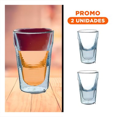 PACK2 VASO 260ML TRANSPARENTE CON ESTRUCTURA DOBLE CAPA DE VIDRIO BOROSILICATO - 1
