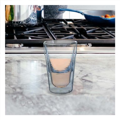 PACK2 VASO 260ML TRANSPARENTE CON ESTRUCTURA DOBLE CAPA DE VIDRIO BOROSILICATO - 3