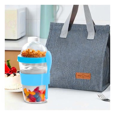 PACK4 CONTENEDOR 350 ML CON CUCHARA CELESTE PARA RUTINA PRACTICA Y+REGALO STICKER - 3