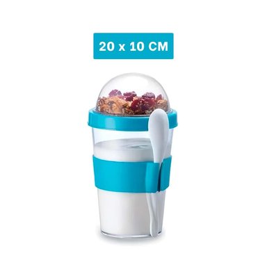 PACK4 CONTENEDOR 350 ML CON CUCHARA CELESTE PARA RUTINA PRACTICA Y+REGALO STICKER - 4