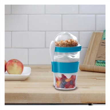 PACK4 CONTENEDOR 350 ML CON CUCHARA CELESTE PARA RUTINA PRACTICA Y+REGALO STICKER - 5