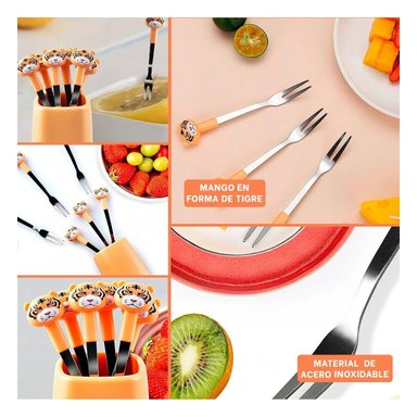 PACK12 UTENSILIO MINI DE ACERO INOXIDABLE METALICO CON TIGRE EN COLOR ANARANJADO Y+PAPEL REGALO - 2