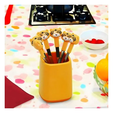 PACK12 UTENSILIO MINI DE ACERO INOXIDABLE METALICO CON TIGRE EN COLOR ANARANJADO Y+PAPEL REGALO - 5
